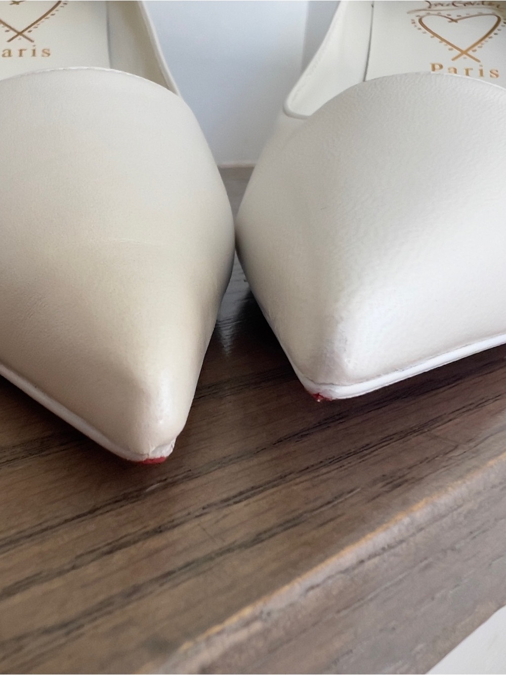 80mm Miss Z Nappa Leather Red Sole Pointed-Toe Pumps Heels in Bianco White - Picture 11 of 11